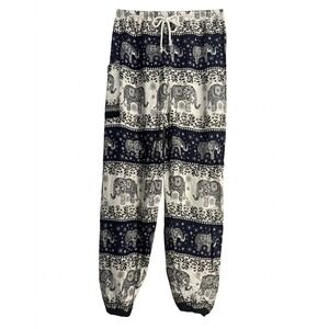 Unbranded Harem Pants Womens S/M Navy White Elephant Print‎ Boho Joggers